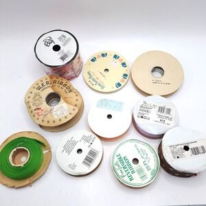 Vintage Ribbon Lot 10 Rolls Mixed Floral Polka Dot Sheer Satin Grosgrain Destash